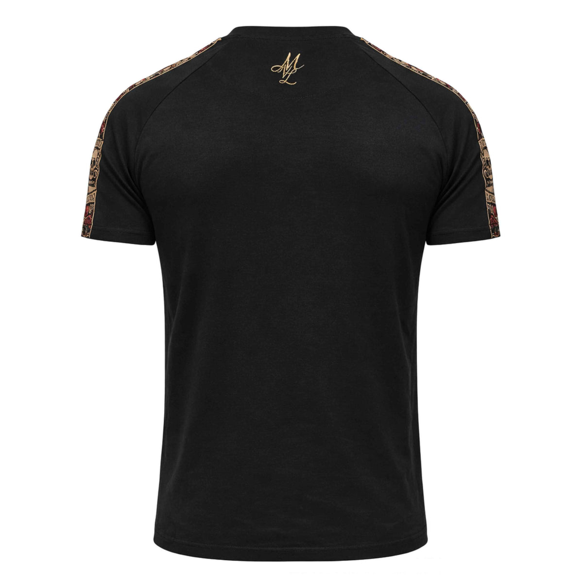 T-shirt LFR noir avec logo MVL dans la nuque, dos sur fond blanc