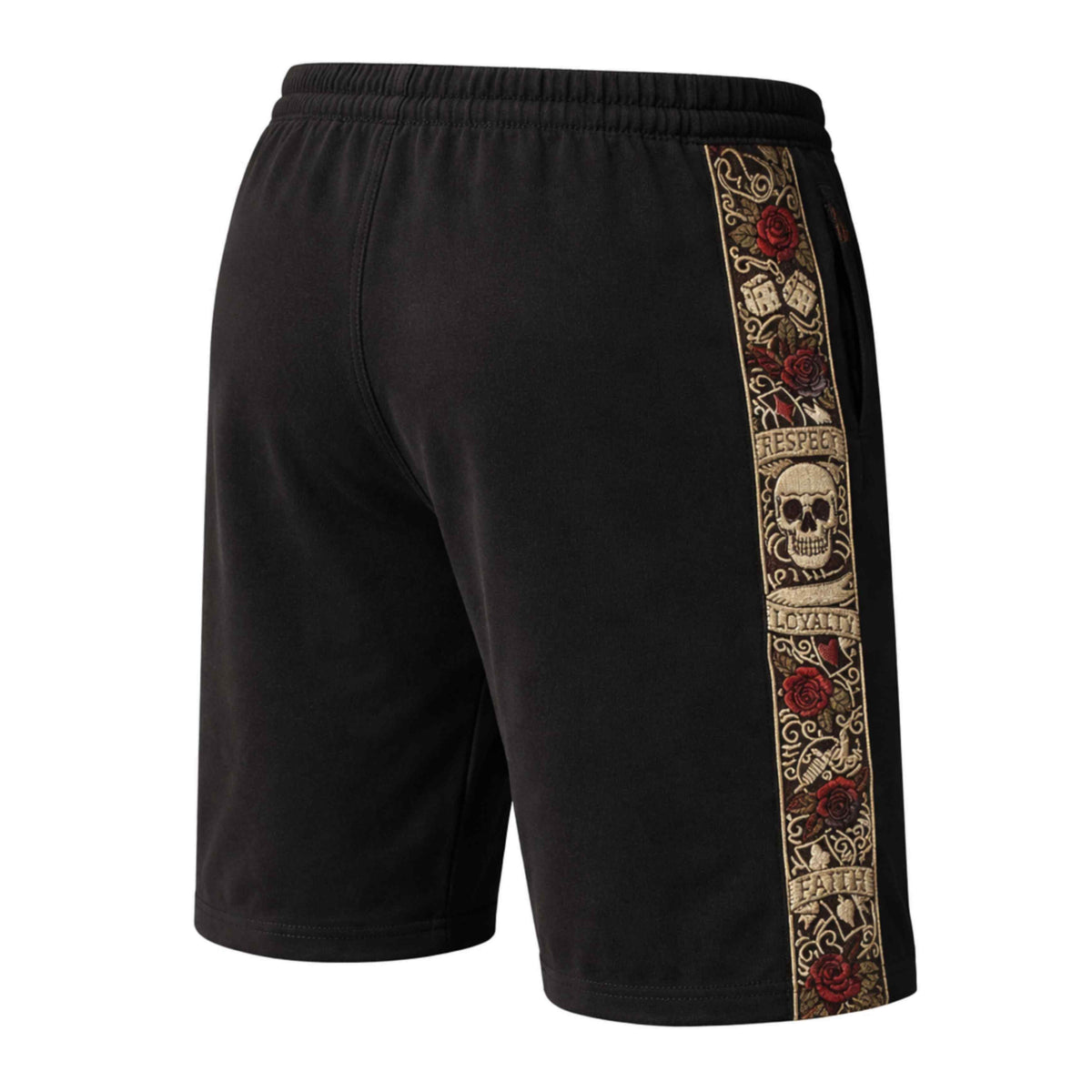 LFR Jogger-Shorts schwarz, Rückseite mit dem farbigen Stickband entlang der Seite