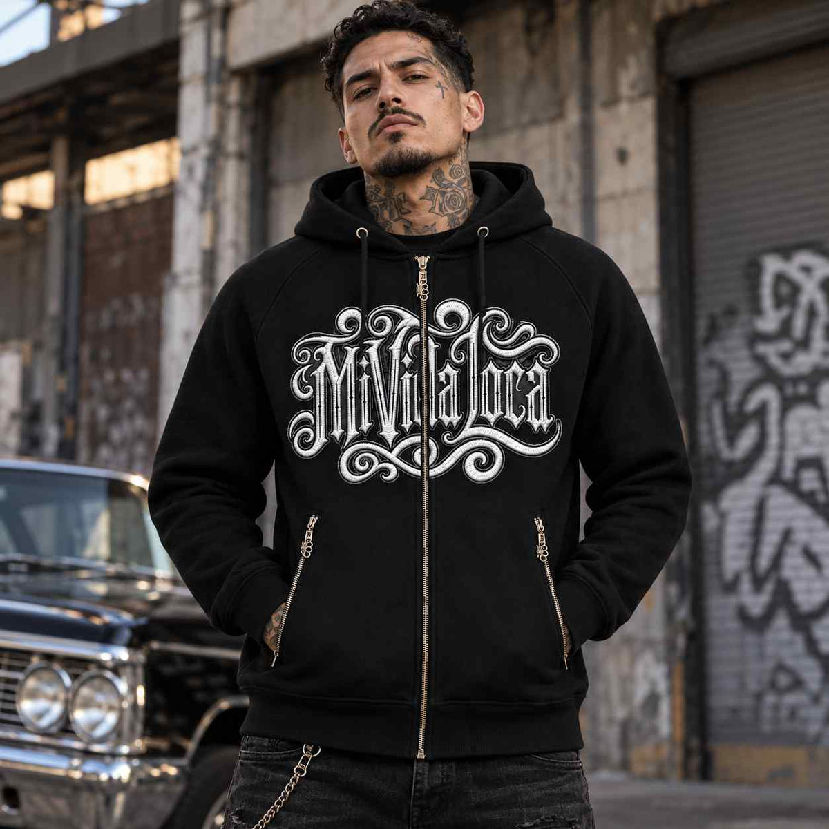 Omerta embroidered zip hoodie