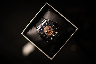 Montre crâne automatique MVL mouvement japonais / bracelet en silicone - noir/noir