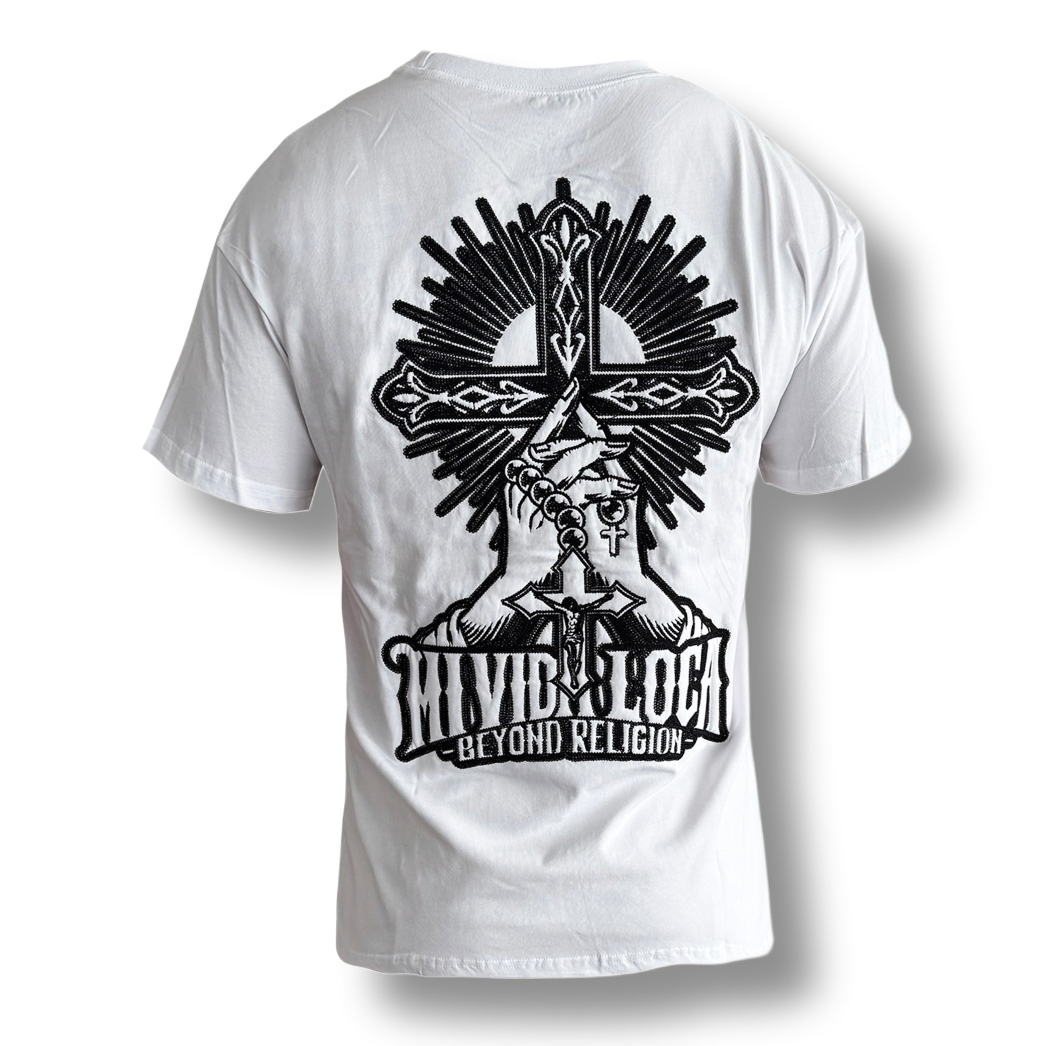 Maglietta MVL Beyond religion - bianca (OVERSIZED)