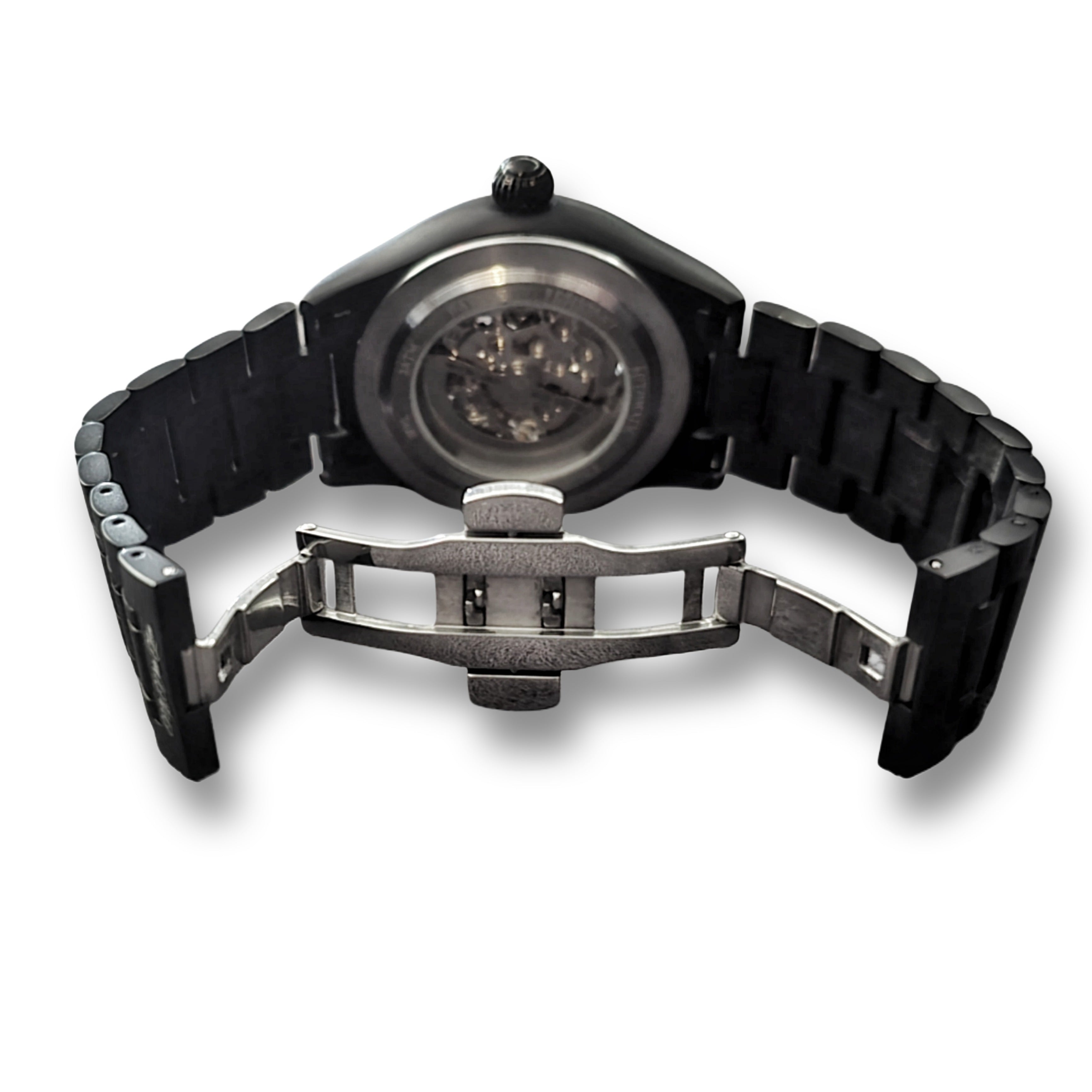 Orologio da polso automatico MVL "Doppio teschio" con movimento giapponese - nero opaco