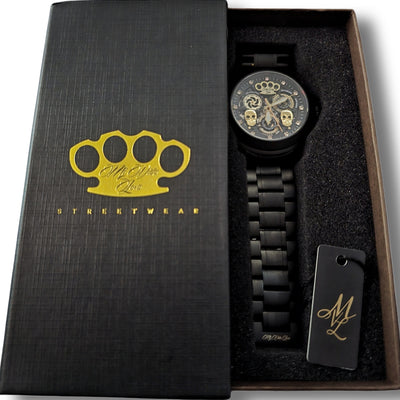 MVL "Double skull" automatic wrist watch - matt black