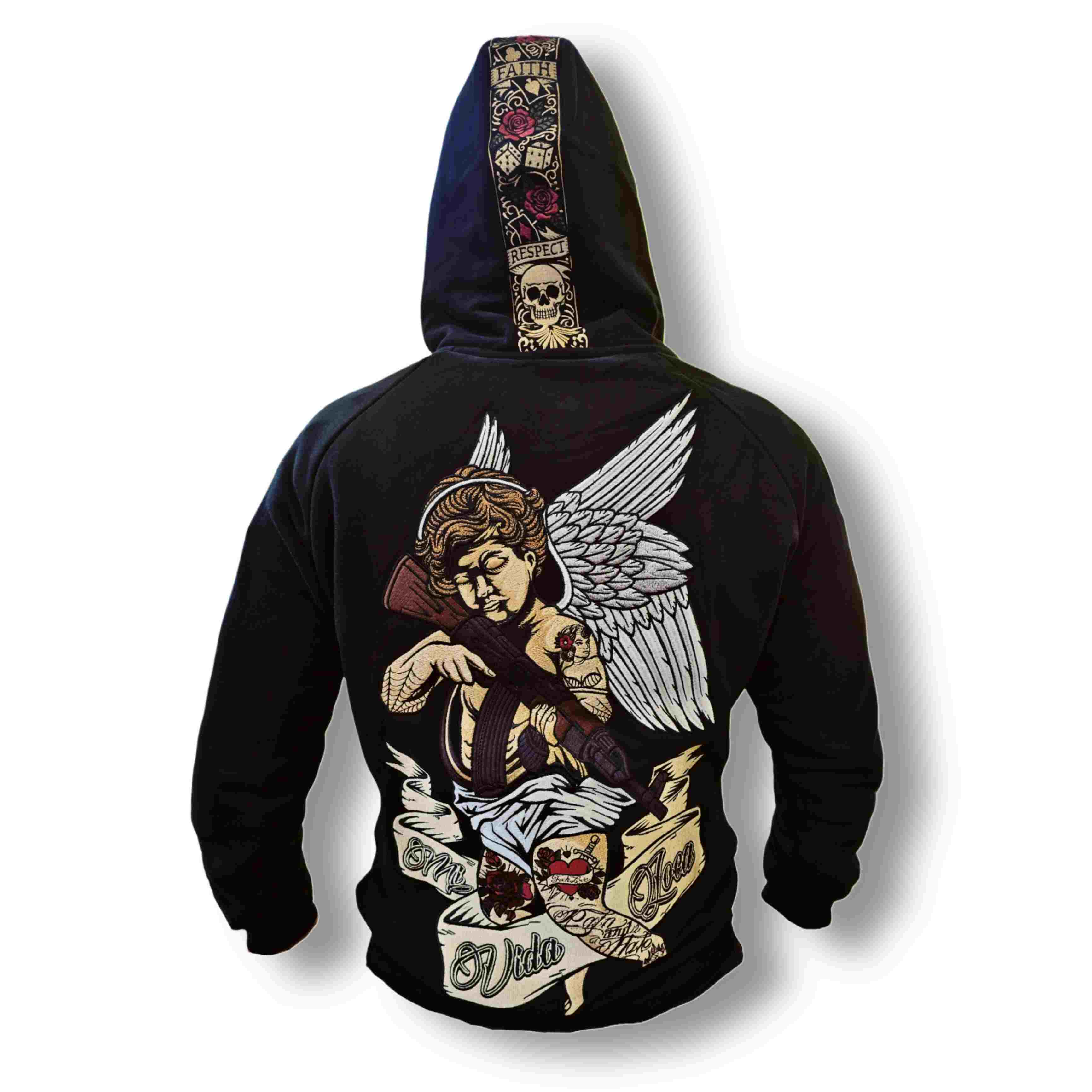 Sudadera con capucha MVL «Cupido con pistola»