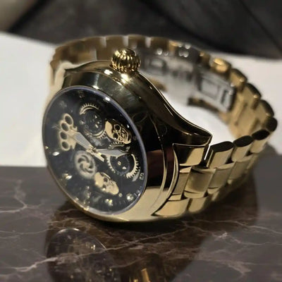 MVL "Double skull" automatic wrist watch - gold/gold