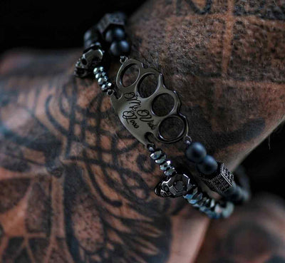 Pulsera MVL «Polygonal skulls» negra/negra