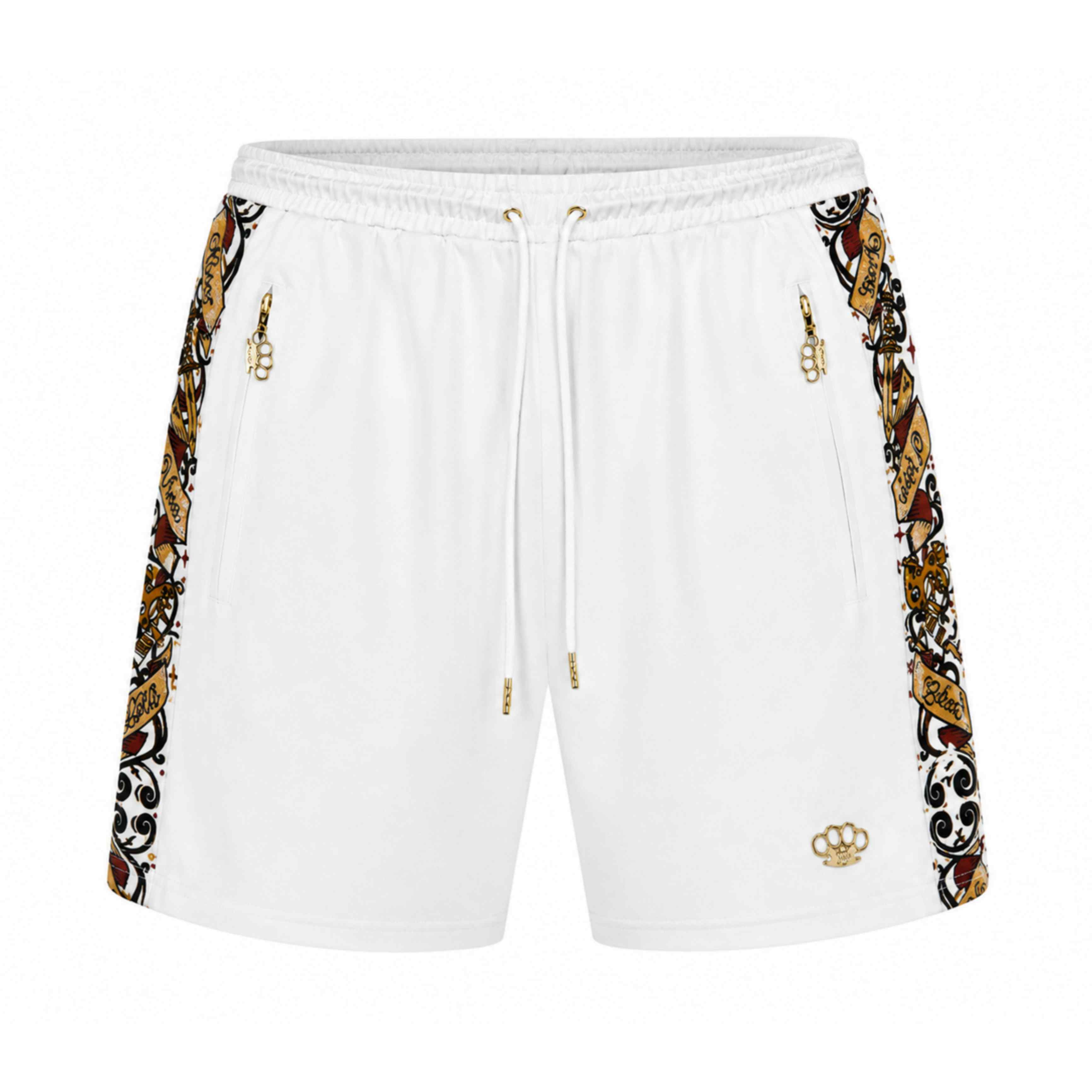 Pantaloncini da jogging decorati Savage - bianchi