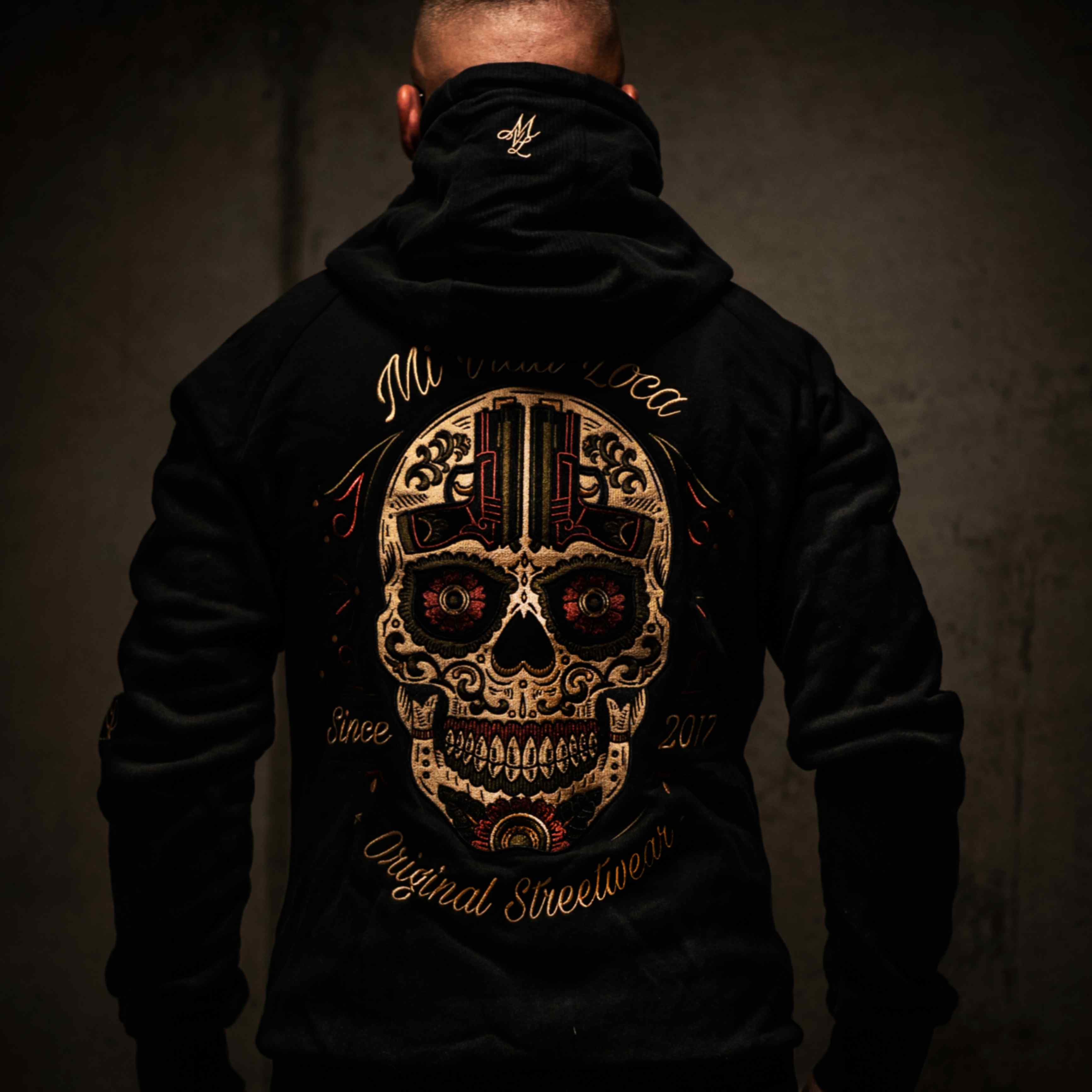 Sugar skull hoodie - black