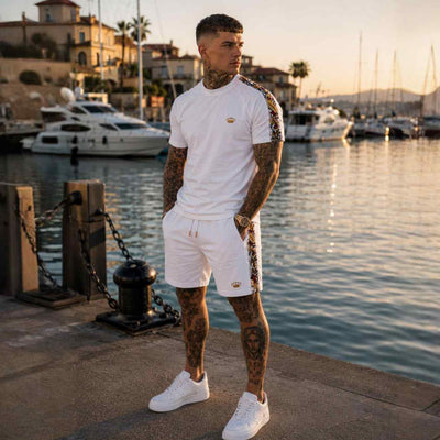 Savage ornate jogger shorts - white