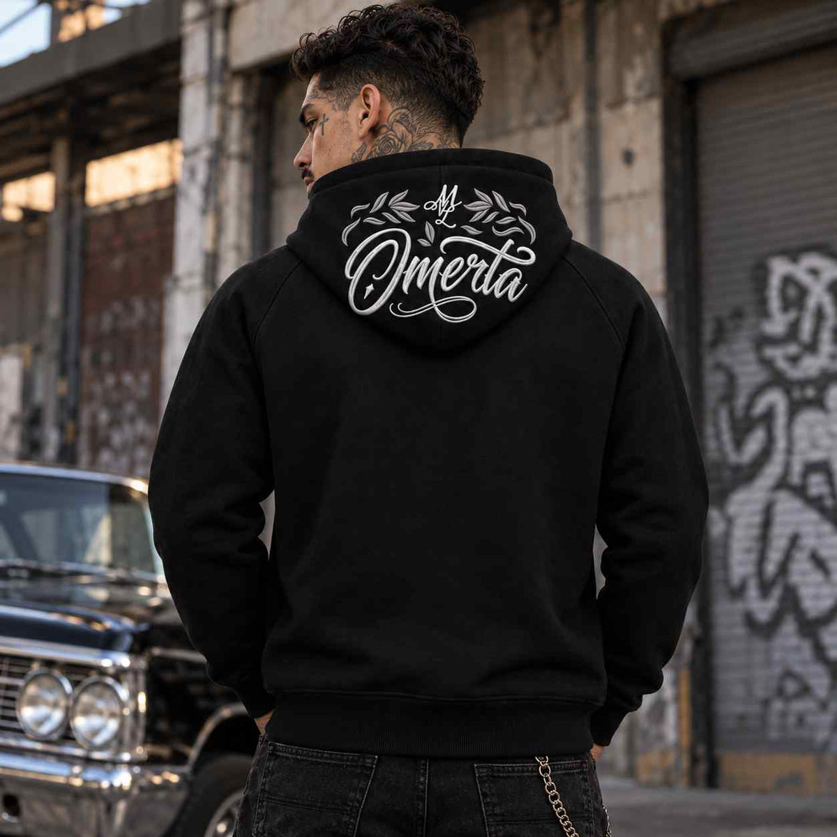 Omerta embroidered zip hoodie