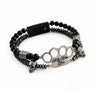 Pulsera MVL «Polygonal skulls» en negro y plata