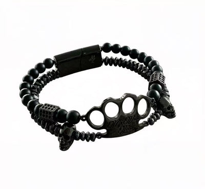 Pulsera MVL «Polygonal skulls» negra/negra